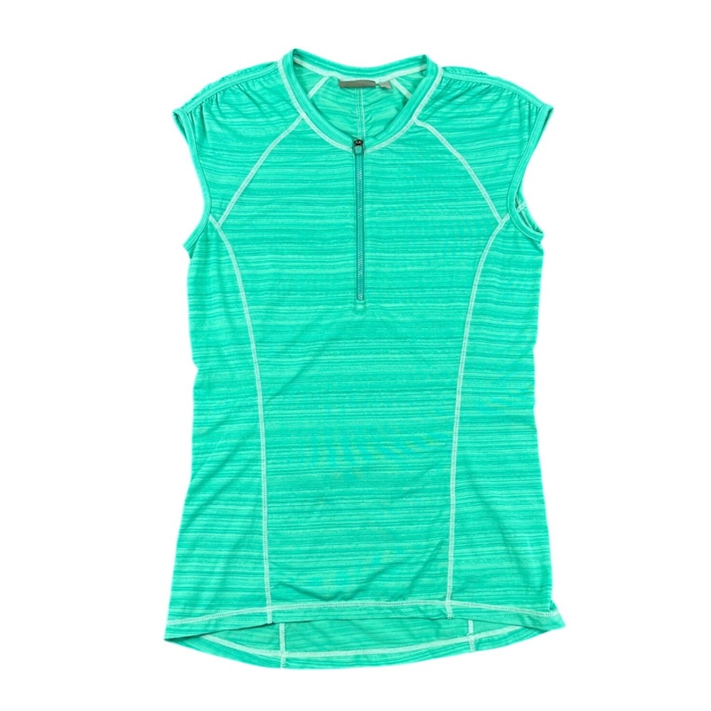 Athleta Womens Top S Green Quarter Zip Sleeveless Running Cycling Activewear